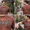 men's semi drop back print t shirt